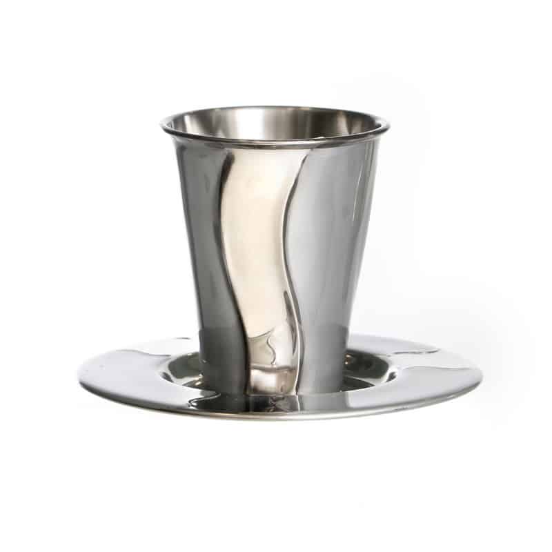 Kiddush Cup -Silver Waves Stainless Steel Enamel