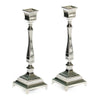 Candlesticks - Pair of Striped Silver 17.5cm Height
