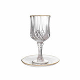 Kiddush Cup - 150ml Glass Cup and Saucer with Rhombus and Gold Stripe