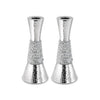 Candlesticks - Pair of nickel plated aluminum with silver tone stones