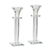 Candlesticks - Pair of Crystal Square Base 19.5cm