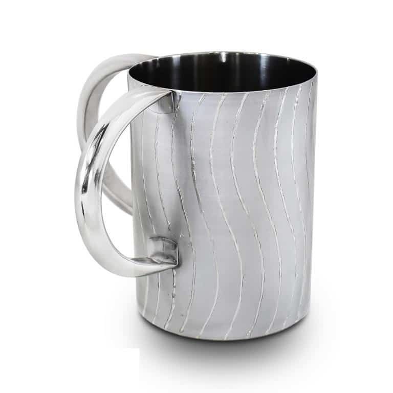 Washing Cup (Netilat Yadayim) - Silver Wave Decoration