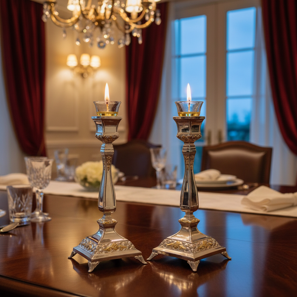 Candlesticks with Oil Cups