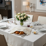 Challah cover on modern Shabbat table