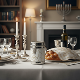 Charity box on Shabbat table