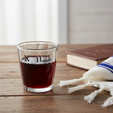 Close-up of Crystal Kiddush Cup with Wine