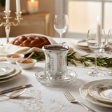Crystal and Silver Kiddush Cup in Use