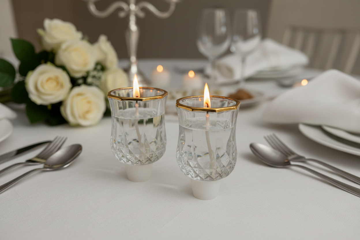 Crystal Candle Cups Roses Bokeh