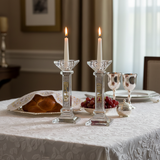 Crystal Candlesticks on Shabbat Table