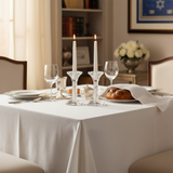Crystal candlesticks on Shabbat table