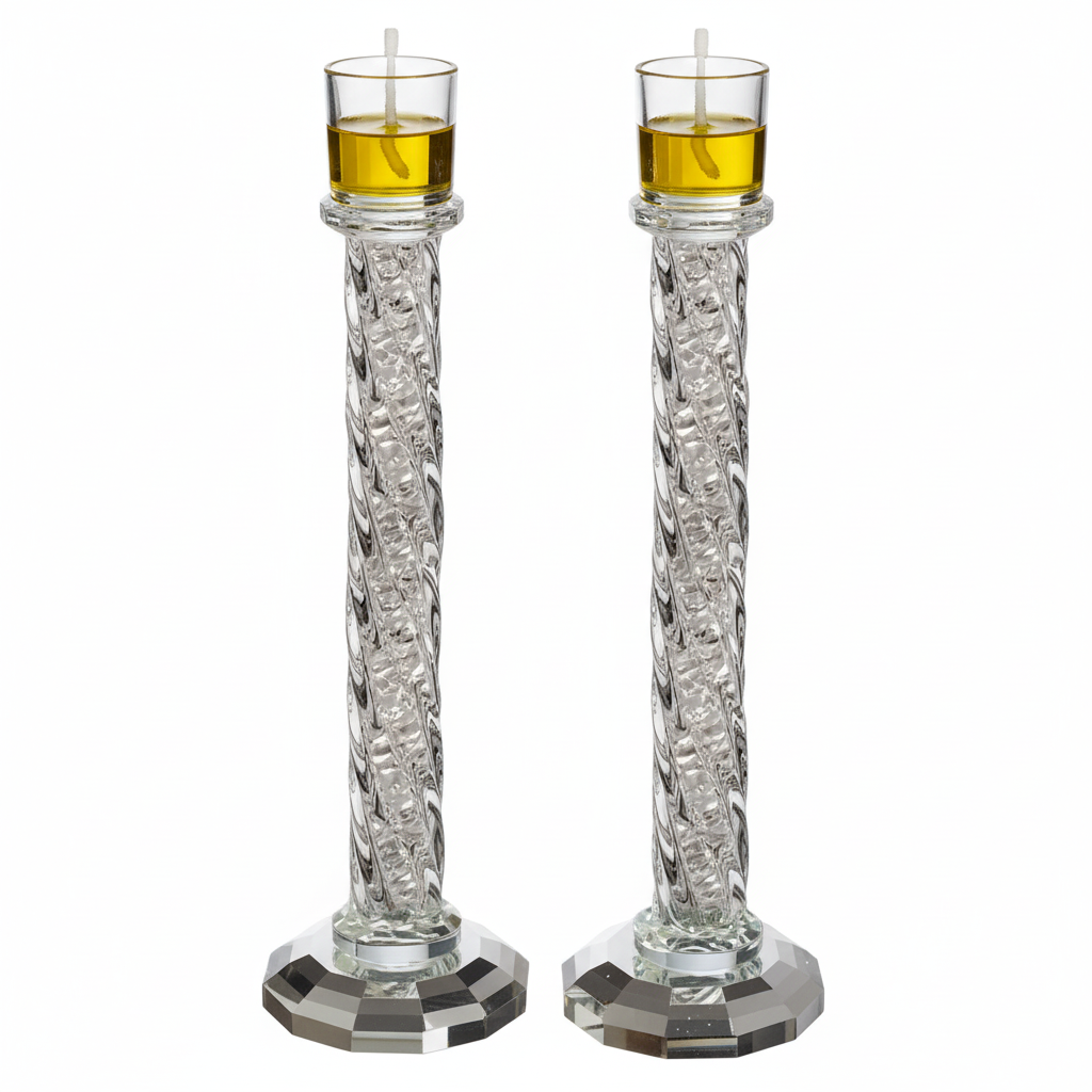 Crystal Candlesticks with Oil Cups