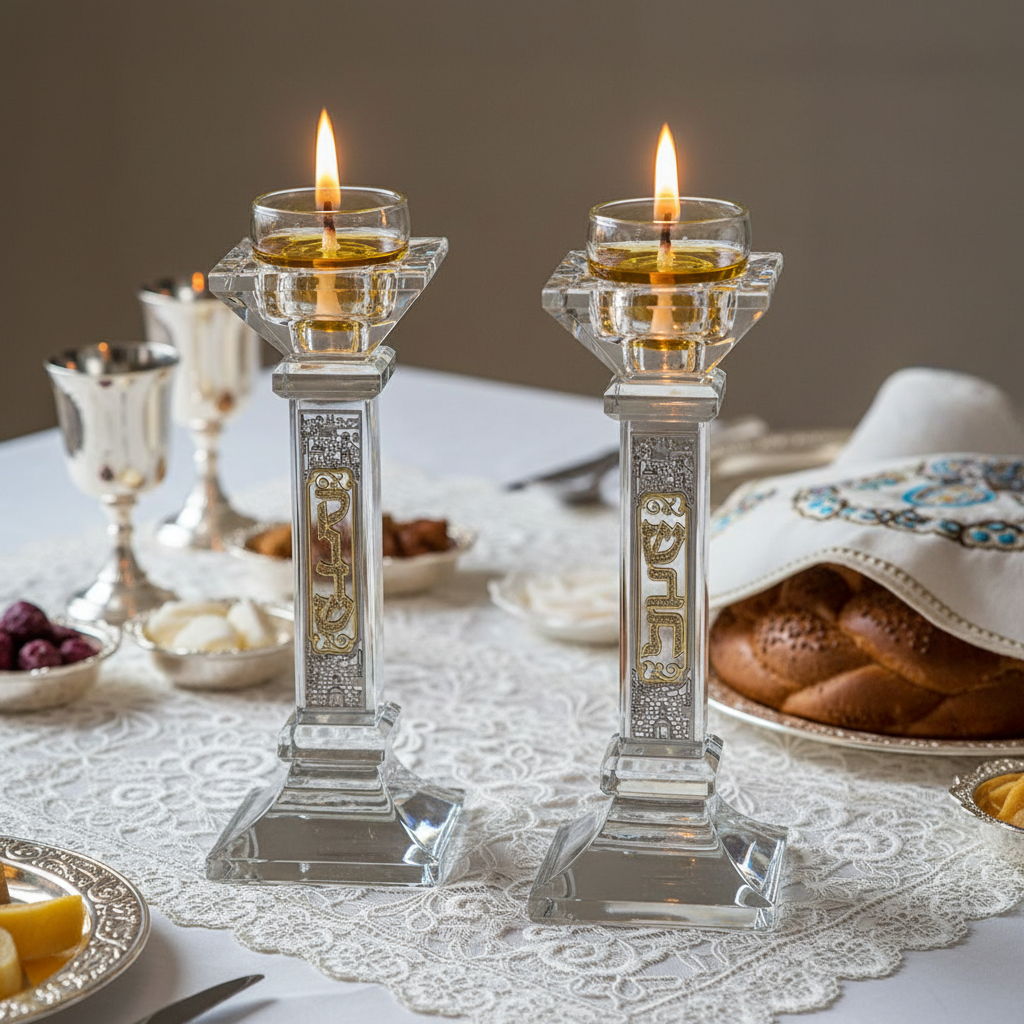 Crystal Candlesticks with Oil Cups