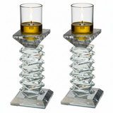 Crystal Candlesticks with Tall Glass Oil Cups
