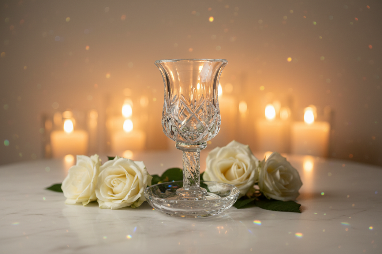 Crystal Kiddush Cup Marble Roses