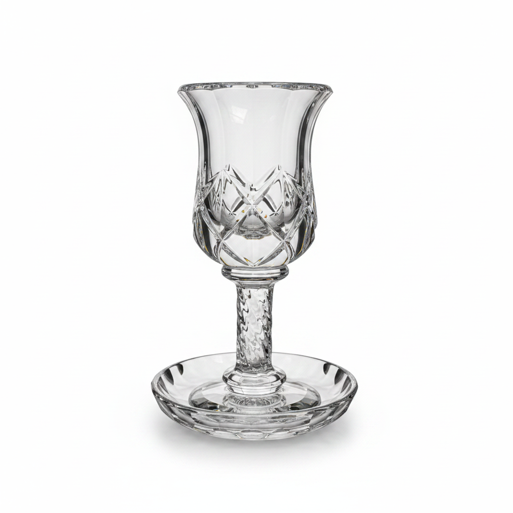 Crystal Kiddush Cup White Front