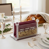 Crystal Napkin Holder with Colored Napkins on Shabbat Table