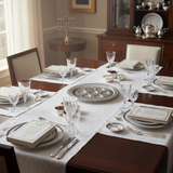 Elegant dining room with Passover bowl display