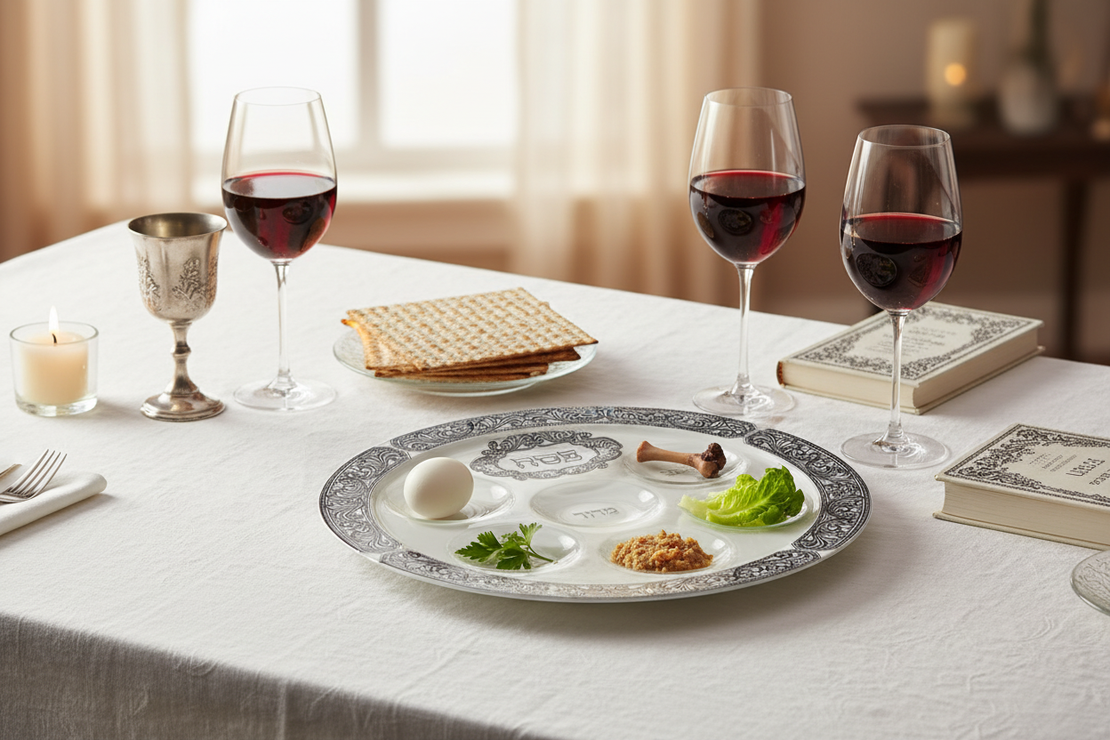 Elegant Glass Passover Plate - Table Setting