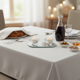 Glass Candlesticks on Shabbat Table