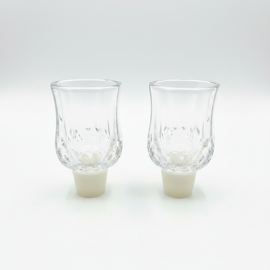 Candlesticks - Pair of 50ml Glass Oil with Silicone Cushion
