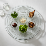 Glass Pesach Plate with Traditional Seder Foods