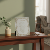 Home Blessing Mirror on console table with items