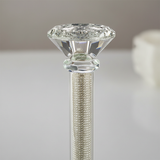 Close-up Detail of Crystal Candlesticks with Stones