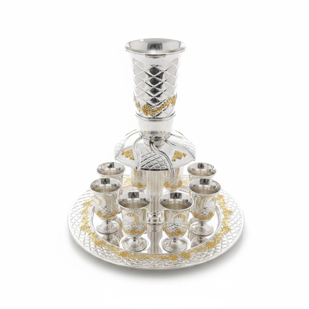 Kiddush Wine Fountain Set White Front