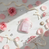 Luxury flat lay with rose petals