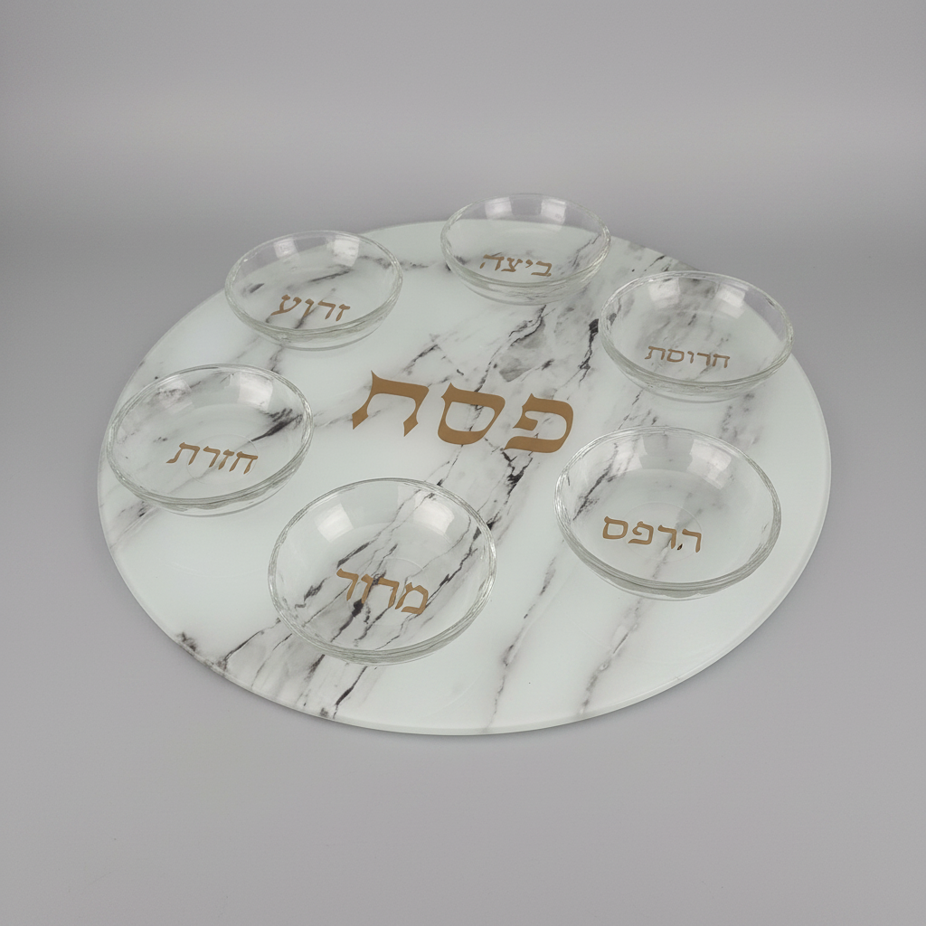 Marble Seder Plate Grey Background