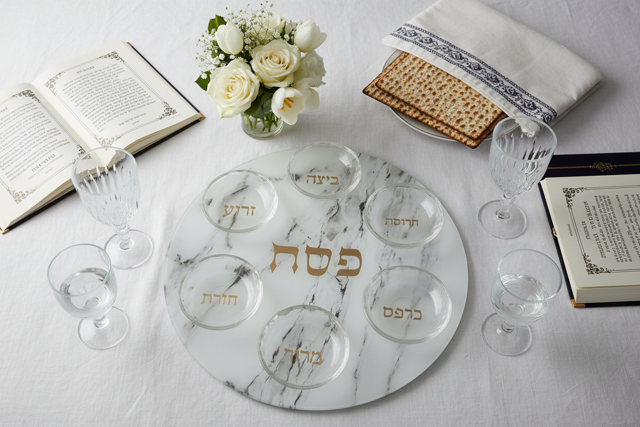 Marble Seder Plate Overhead Passover