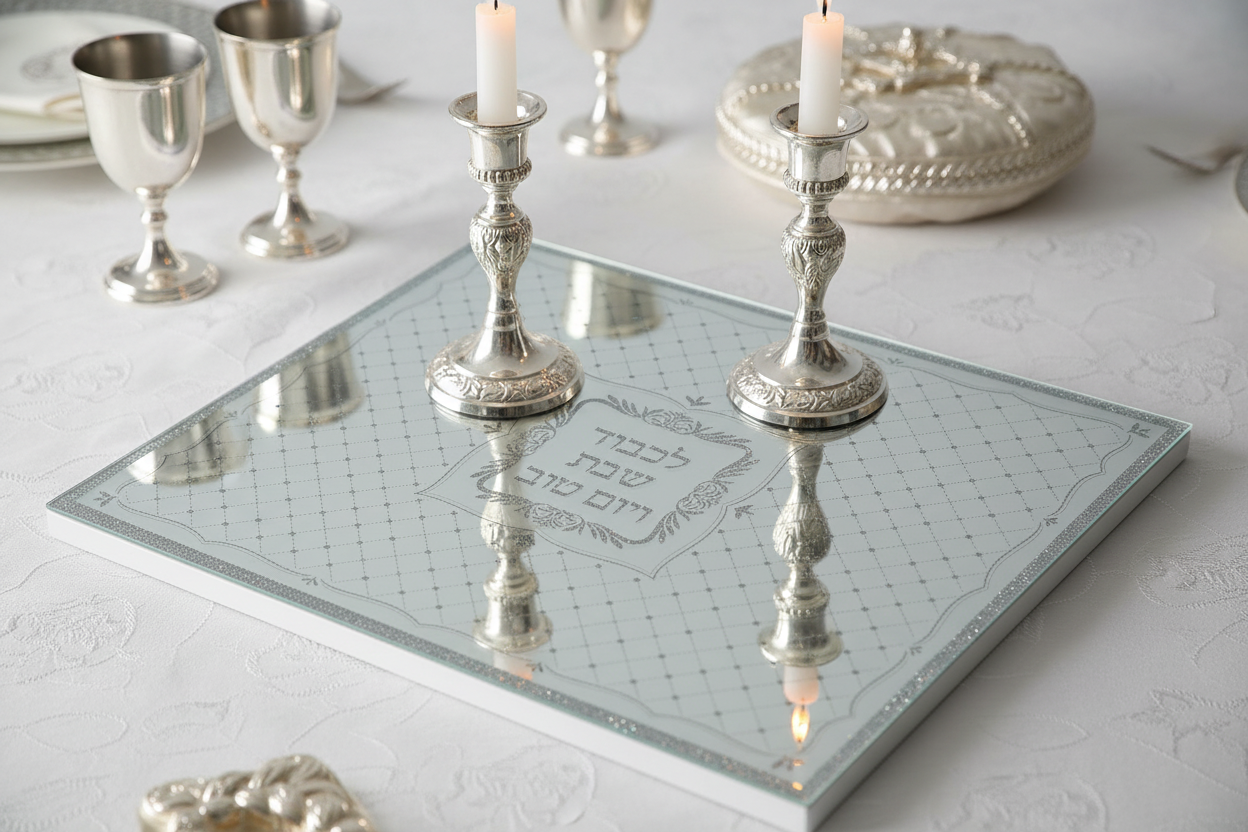 Mirror tray with candlelight