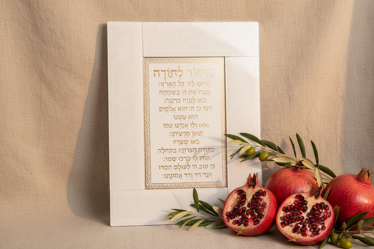 Mizmor L'Todah poster with pomegranates