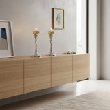 Modern home interior with silver candlesticks