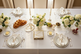 Overhead Shabbat table setting