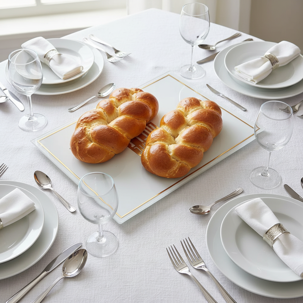 Overhead View of Challah Tray