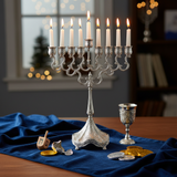 Pilgrim Menorah on Chanukah Table