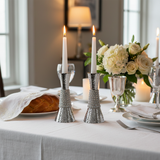 Shabbat table setting with candlesticks