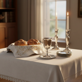 Shabbat Table Setting with Kiddush Coasters