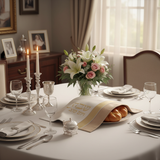 Shabbat table with Challah cover