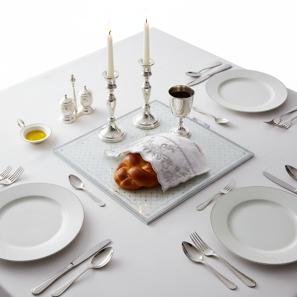 Shabbat table with mirror tray