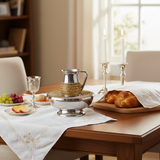 Shabbat table with ritual handwashing set