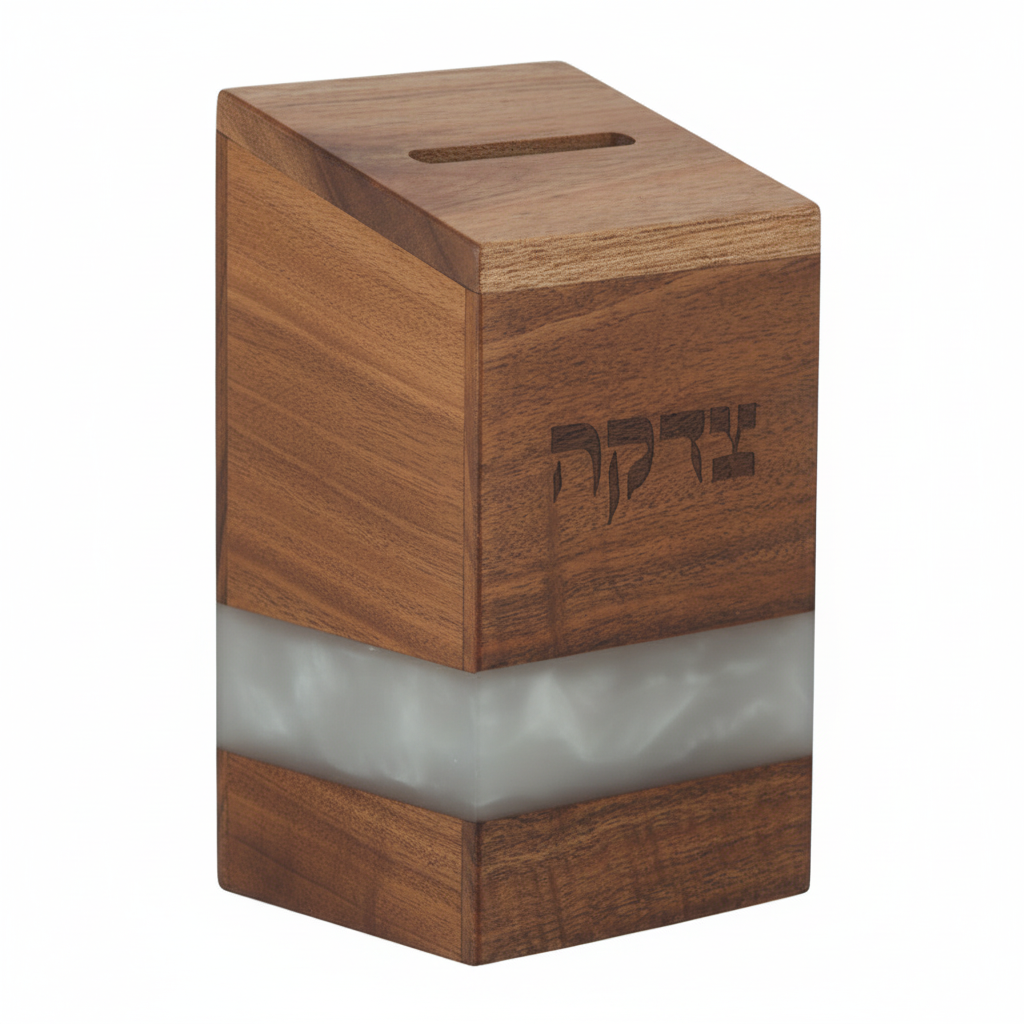 Side view of tzedakah box