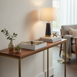 White metal map on console table
