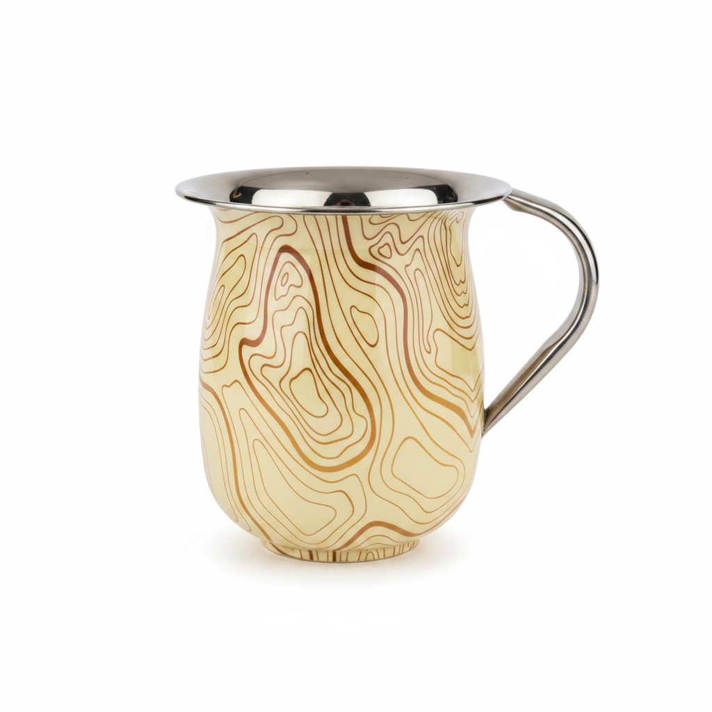 Wood-Grain Washing Cup White Front