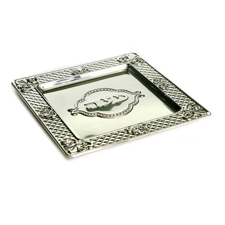Square Silver-Plated Matzah Tray 27x27cm